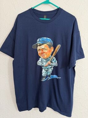 Babe Ruth Cartoon Caricature Yankees Shirt Size XL NEW